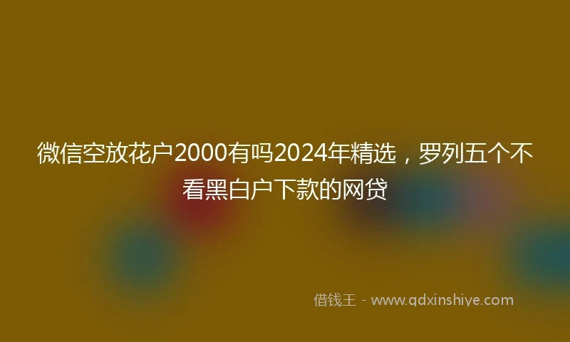 微信空放花户2000有吗2024年精选，罗列五个不看黑白户下款的网贷