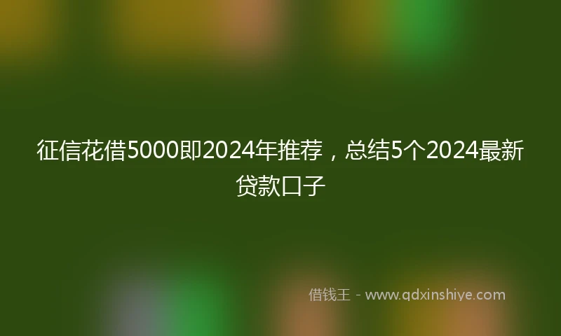 征信花借5000即2024年推荐，总结5个2024最新贷款口子