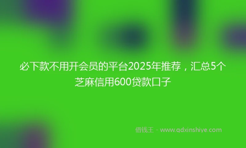 必下款不用开会员的平台2025年推荐，汇总5个芝麻信用600贷款口子