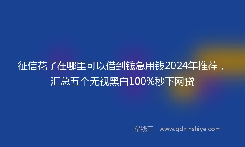 征信花了在哪里可以借到钱急用钱2024年推荐，汇总五个无视黑白100%秒下网贷