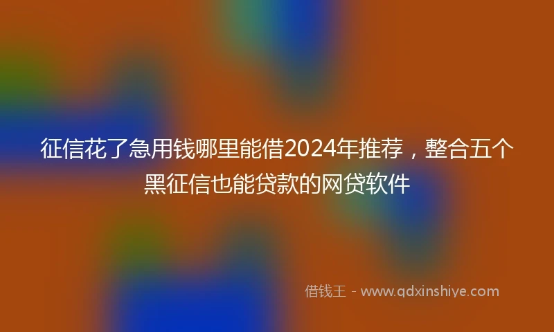 征信花了急用钱哪里能借2024年推荐，整合五个黑征信也能贷款的网贷软件