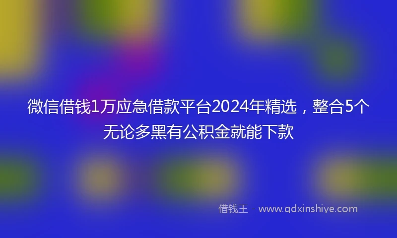 微信借钱1万应急借款平台2024年精选，整合5个无论多黑有公积金就能下款