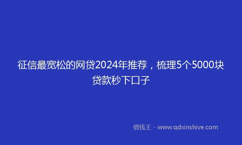 征信最宽松的网贷2024年推荐，梳理5个5000块贷款秒下口子