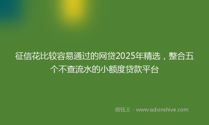 征信花比较容易通过的网贷2025年精选，整合五个不查流水的小额度贷款平台