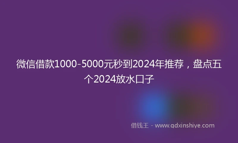 微信借款1000-5000元秒到2024年推荐，盘点五个2024放水口子