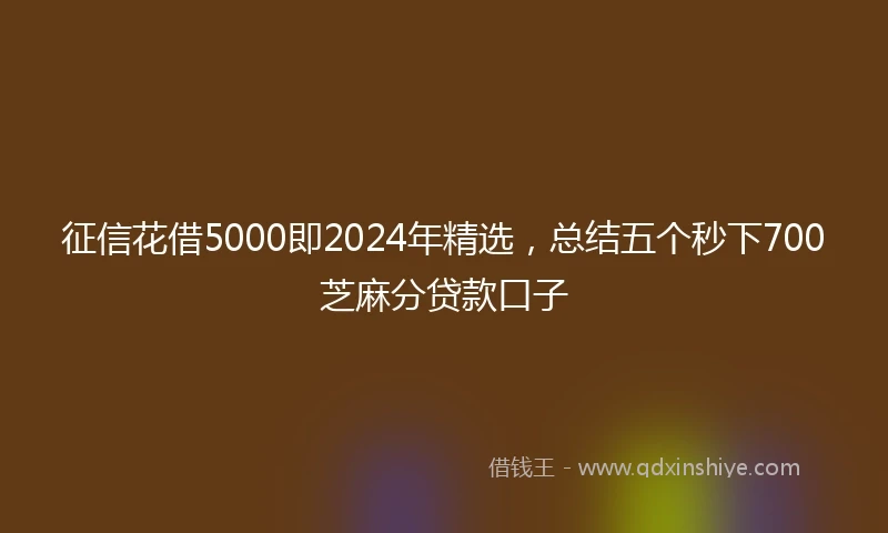 征信花借5000即2024年精选，总结五个秒下700芝麻分贷款口子