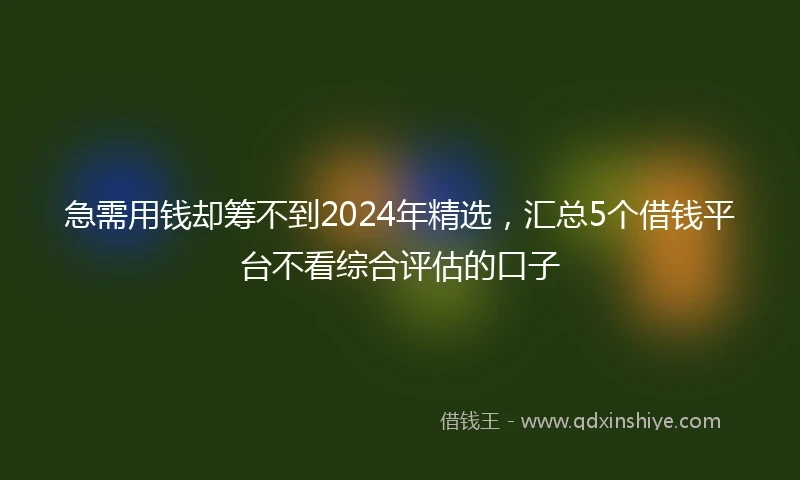 急需用钱却筹不到2024年精选，汇总5个借钱平台不看综合评估的口子