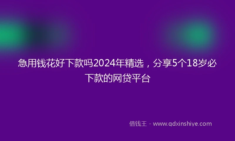 急用钱花好下款吗2024年精选，分享5个18岁必下款的网贷平台
