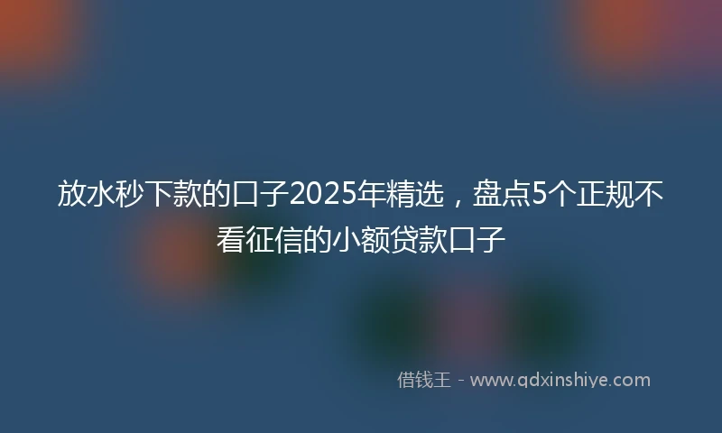 放水秒下款的口子2025年精选，盘点5个正规不看征信的小额贷款口子