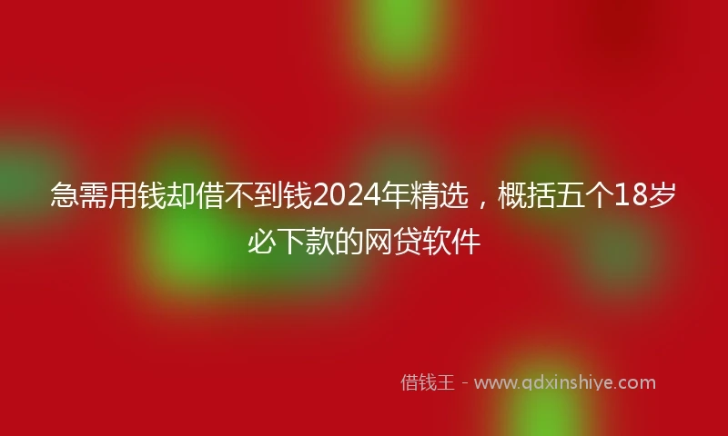急需用钱却借不到钱2024年精选，概括五个18岁必下款的网贷软件