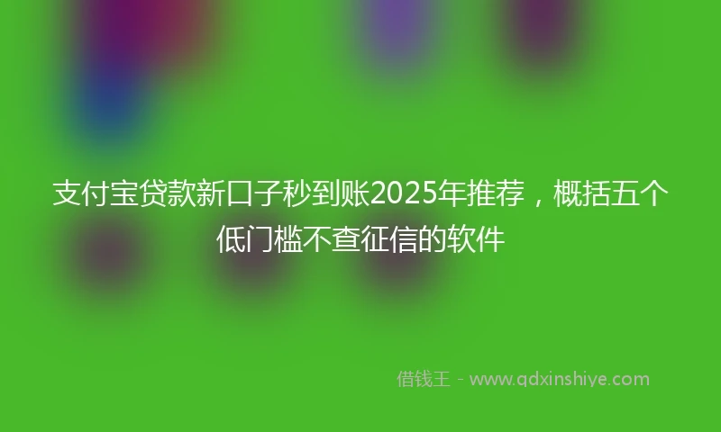 支付宝贷款新口子秒到账2025年推荐，概括五个低门槛不查征信的软件