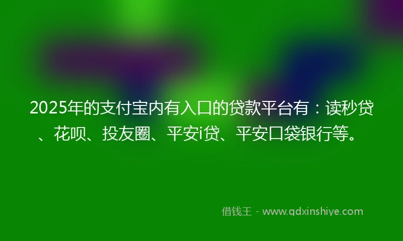 2025年的支付宝内有入口的贷款平台有：读秒贷、花呗、投友圈、平安i贷、平安口袋银行等。