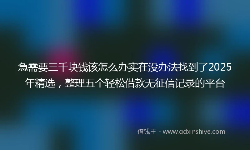 急需要三千块钱该怎么办实在没办法找到了2025年精选，整理五个轻松借款无征信记录的平台