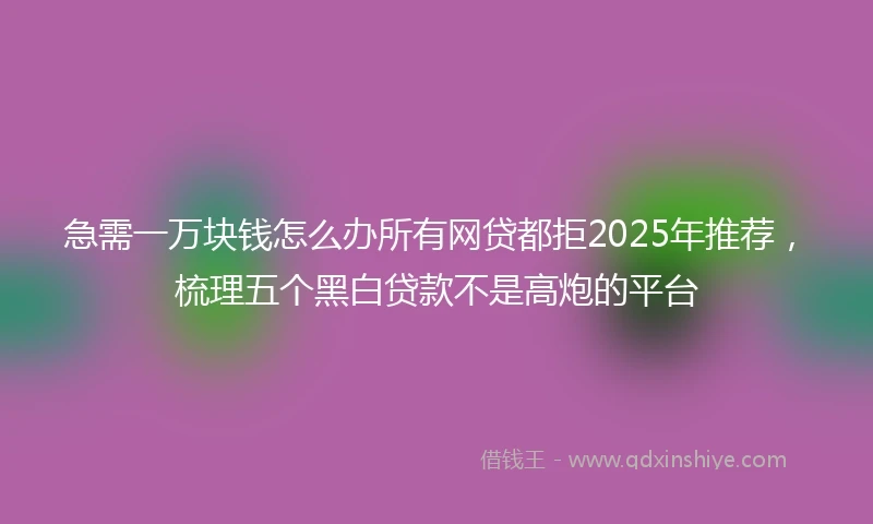 急需一万块钱怎么办所有网贷都拒2025年推荐，梳理五个黑白贷款不是高炮的平台