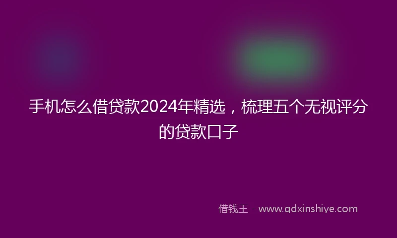 手机怎么借贷款2024年精选,梳理五个无视评分的贷款口子