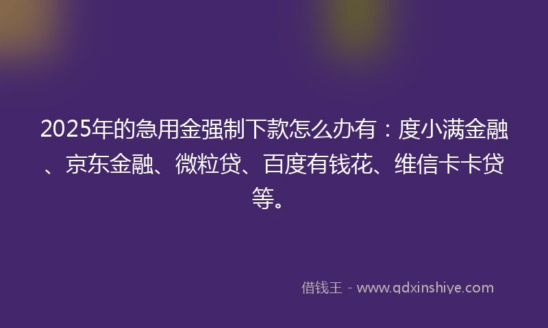 2025年的急用金强制下款怎么办有：度小满金融、京东金融、微粒贷、百度有钱花、维信卡卡贷等。