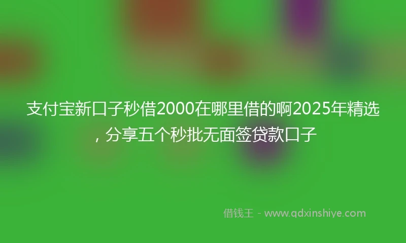 支付宝新口子秒借2000在哪里借的啊2025年精选，分享五个秒批无面签贷款口子