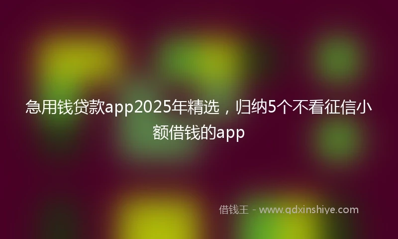 急用钱贷款app2025年精选，归纳5个不看征信小额借钱的app