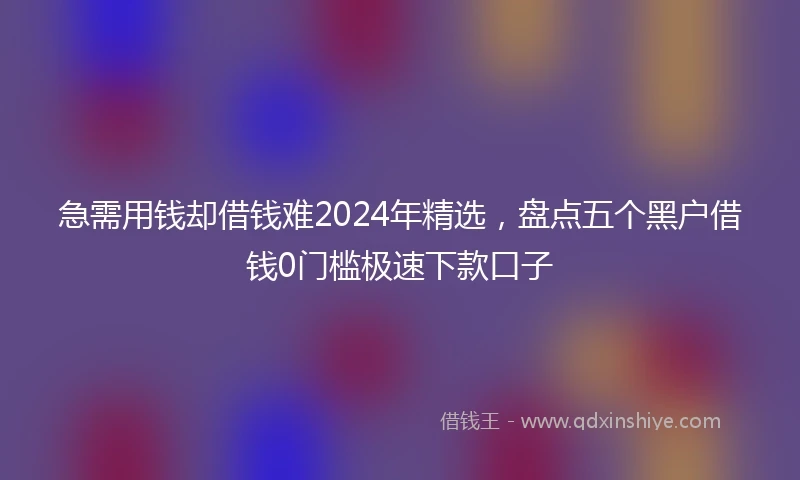 急需用钱却借钱难2024年精选，盘点五个黑户借钱0门槛极速下款口子