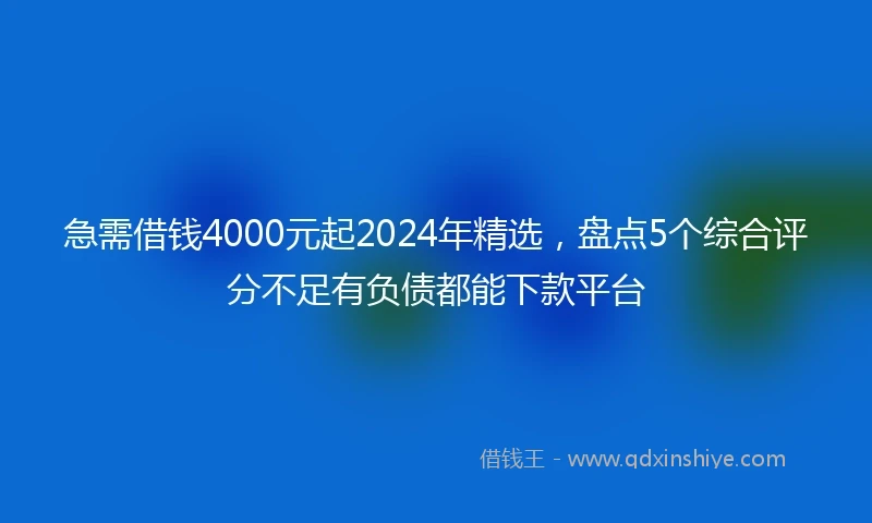 急需借钱4000元起2024年精选，盘点5个综合评分不足有负债都能下款平台