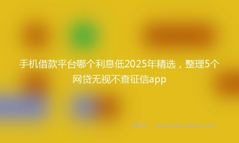 手机借款平台哪个利息低2025年精选,整理5个网贷无视不查征信app