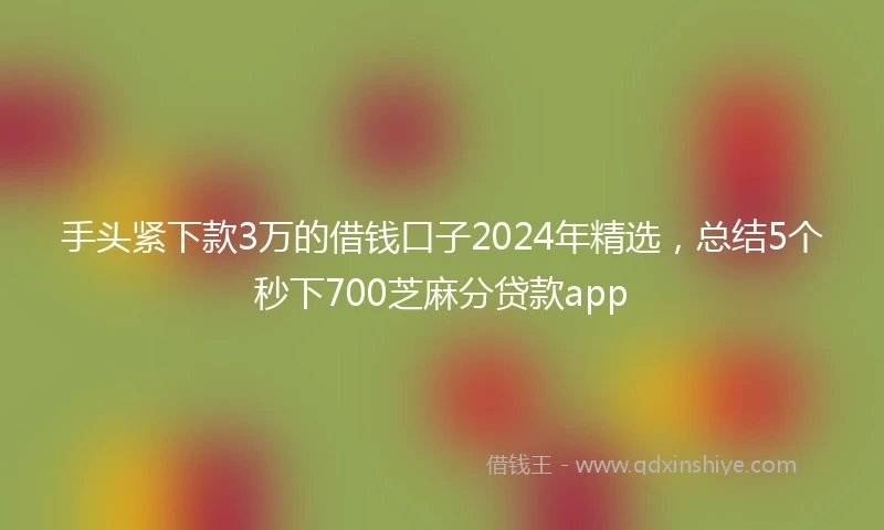 手头紧下款3万的借钱口子2024年精选，总结5个秒下700芝麻分贷款app