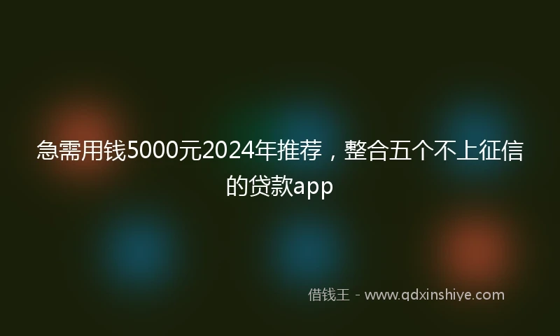 急需用钱5000元2024年推荐，整合五个不上征信的贷款app