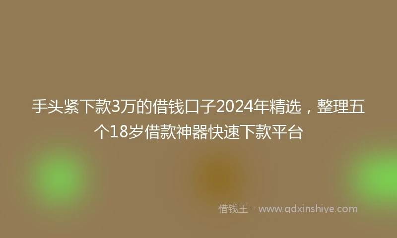 手头紧下款3万的借钱口子2024年精选,整理五个18岁借款神器快速下款平台