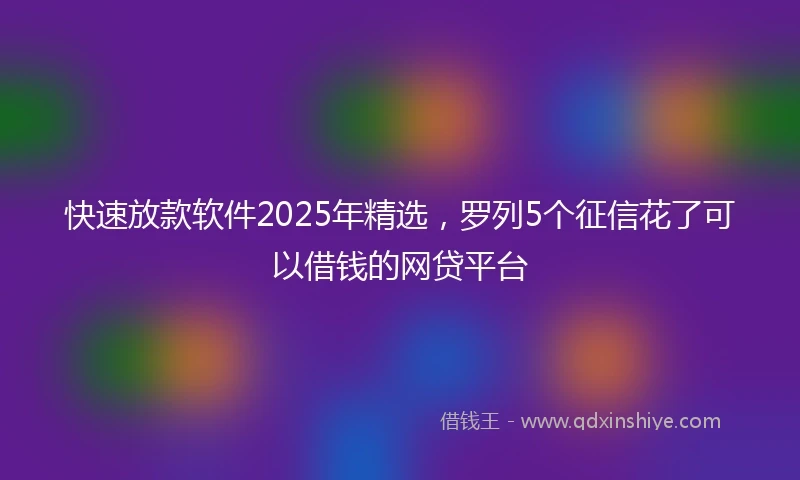 快速放款软件2025年精选，罗列5个征信花了可以借钱的网贷平台