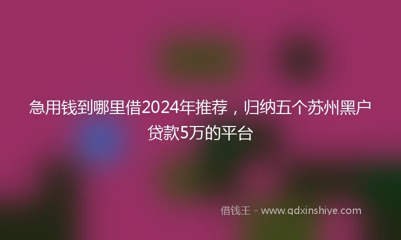 急用钱到哪里借2024年推荐,归纳五个苏州黑户贷款5万的平台