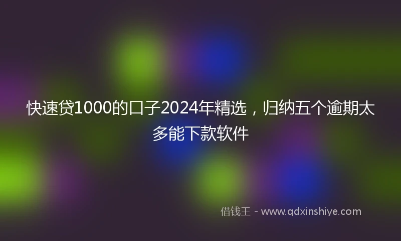 快速贷1000的口子2024年精选，归纳五个逾期太多能下款软件