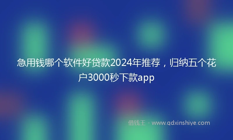 急用钱哪个软件好贷款2024年推荐，归纳五个花户3000秒下款app