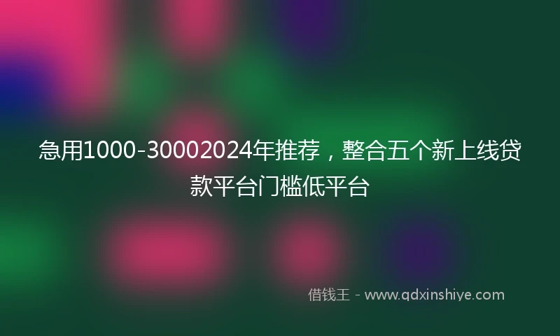 急用1000-30002024年推荐，整合五个新上线贷款平台门槛低平台