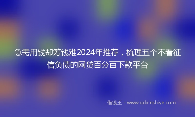 急需用钱却筹钱难2024年推荐，梳理五个不看征信负债的网贷百分百下款平台
