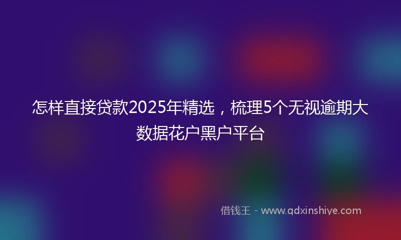 怎样直接贷款2025年精选，梳理5个无视逾期大数据花户黑户平台
