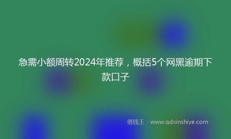 急需小额周转2024年推荐，概括5个网黑逾期下款口子