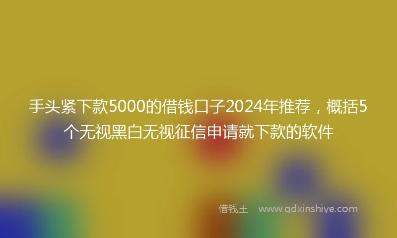 手头紧下款5000的借钱口子2024年推荐，概括5个无视黑白无视征信申请就下款的软件