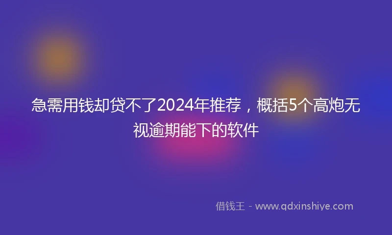 急需用钱却贷不了2024年推荐，概括5个高炮无视逾期能下的软件
