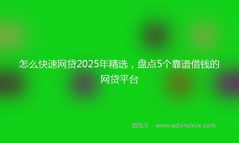 怎么快速网贷2025年精选，盘点5个靠谱借钱的网贷平台