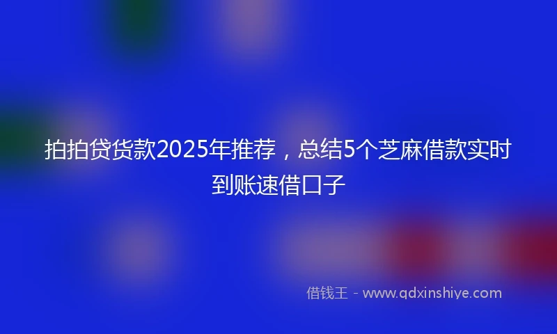 拍拍贷货款2025年推荐，总结5个芝麻借款实时到账速借口子