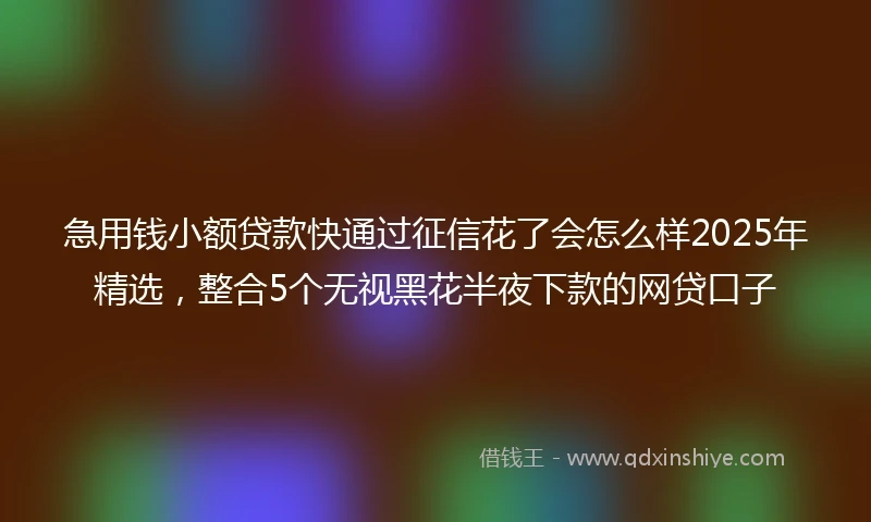 急用钱小额贷款快通过征信花了会怎么样2025年精选，整合5个无视黑花半夜下款的网贷口子