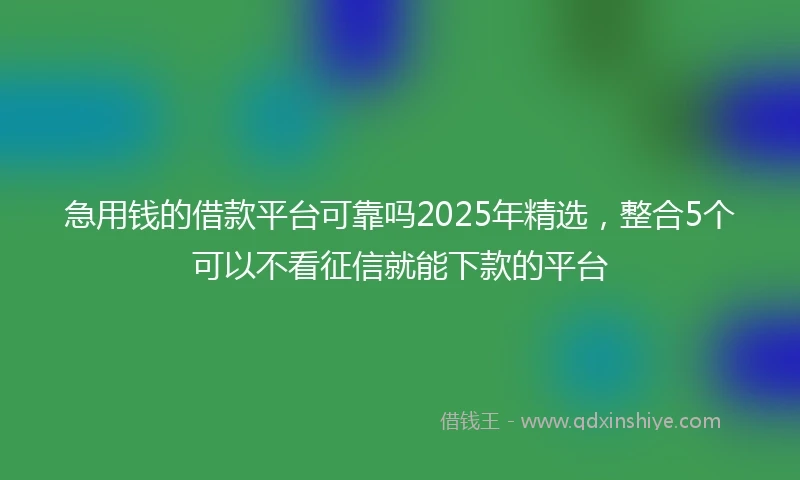 急用钱的借款平台可靠吗2025年精选，整合5个可以不看征信就能下款的平台