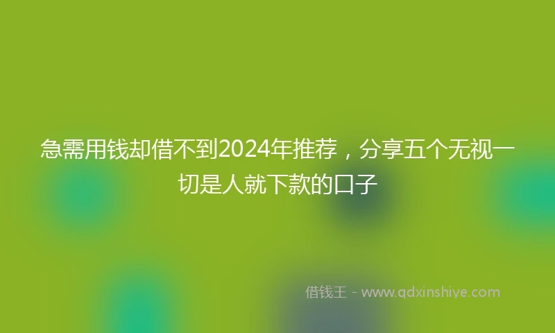 急需用钱却借不到2024年推荐，分享五个无视一切是人就下款的口子