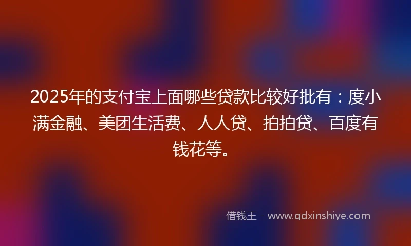 2025年的支付宝上面哪些贷款比较好批有：度小满金融、美团生活费、人人贷、拍拍贷、百度有钱花等。