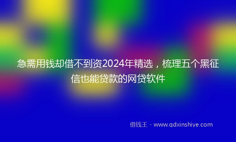 急需用钱却借不到资2024年精选，梳理五个黑征信也能贷款的网贷软件