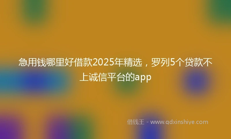 急用钱哪里好借款2025年精选，罗列5个贷款不上诚信平台的app