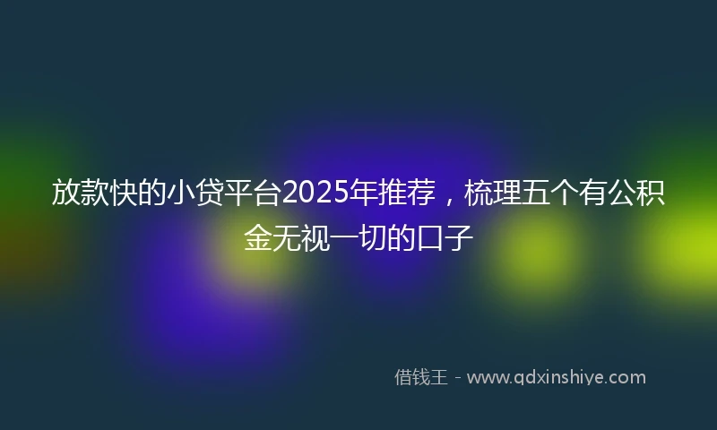 放款快的小贷平台2025年推荐，梳理五个有公积金无视一切的口子