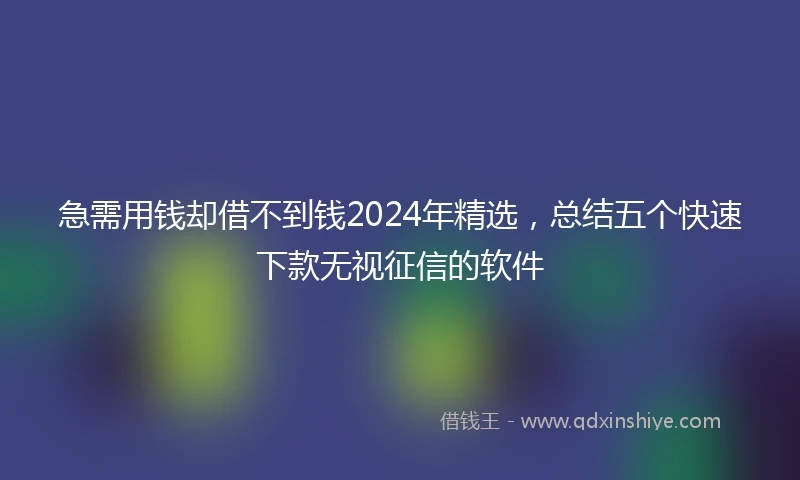 急需用钱却借不到钱2024年精选，总结五个快速下款无视征信的软件