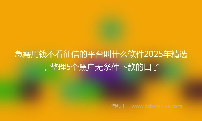 急需用钱不看征信的平台叫什么软件2025年精选，整理5个黑户无条件下款的口子
