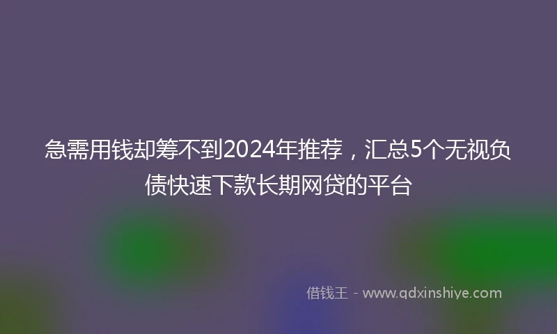 急需用钱却筹不到2024年推荐，汇总5个无视负债快速下款长期网贷的平台